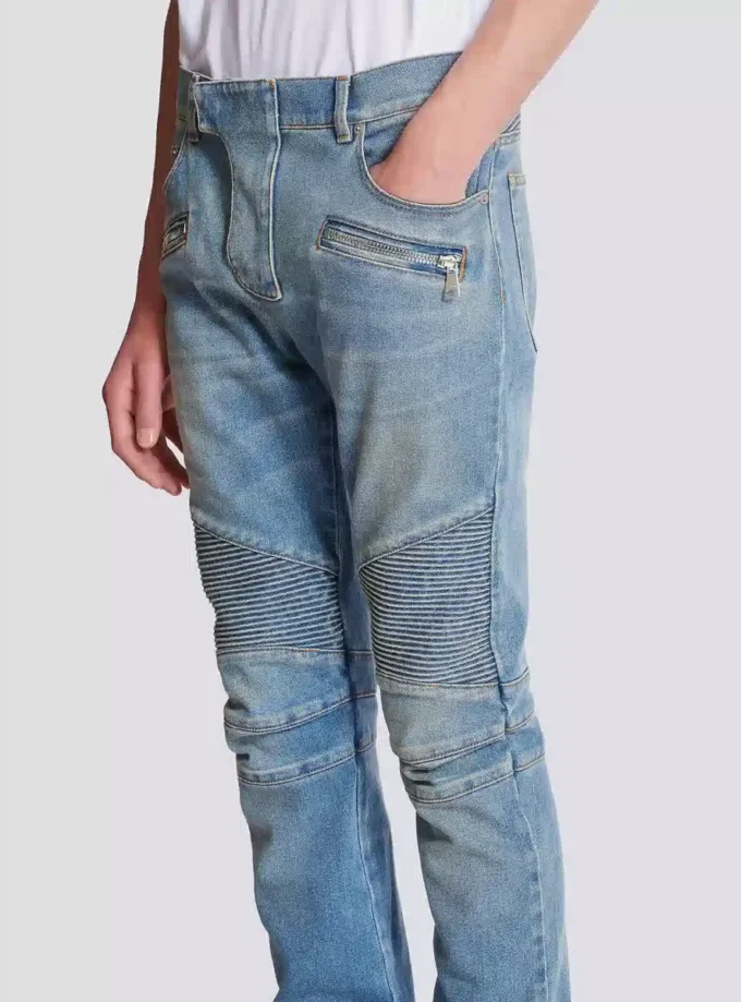 Slim-fit biker trousers in denim Slim-fit biker trousers in denim