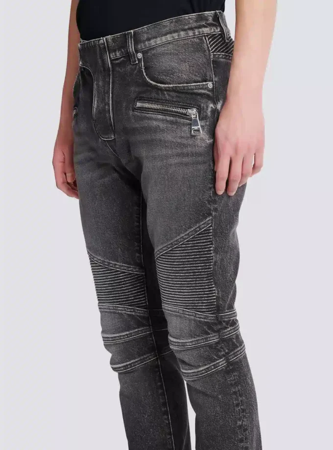 Slim-fit biker trousers in denim