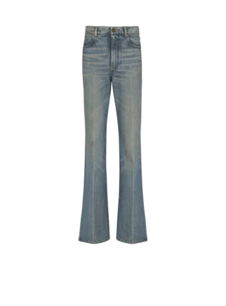 Slim straight-leg jeans in vintage denim