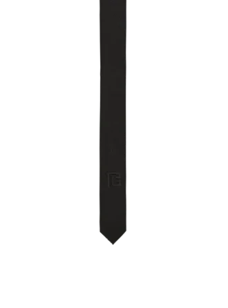 Slim wool tie with PB embroidery