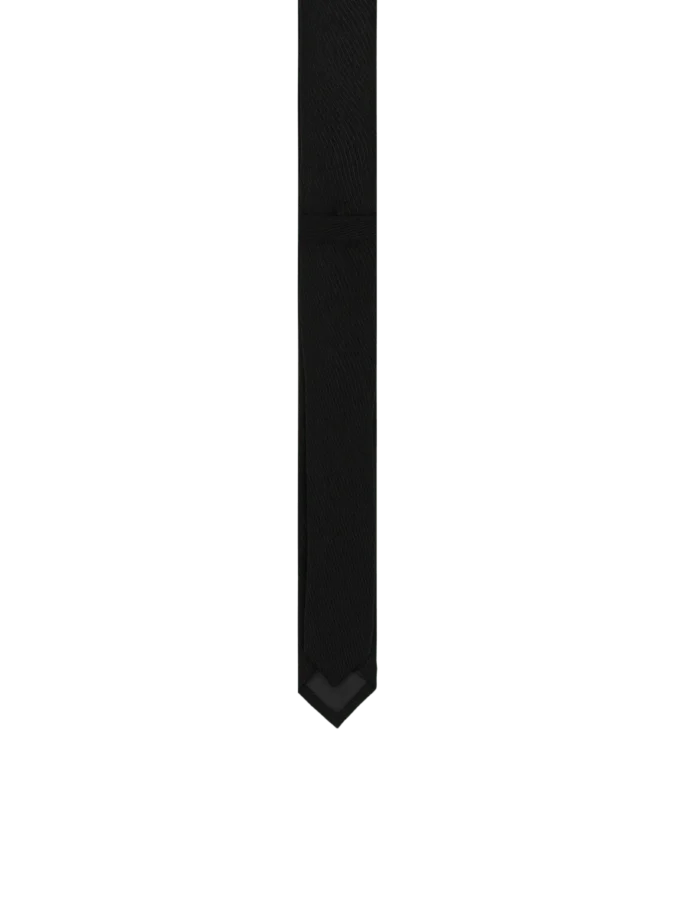 Slim wool tie with PB embroidery