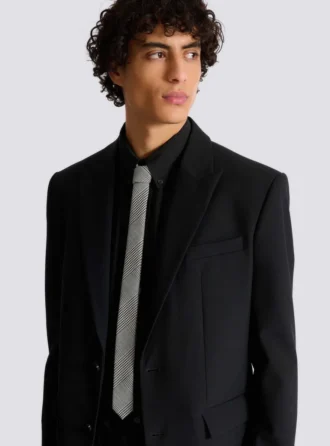 Slim wool tie with Prince of Wales print