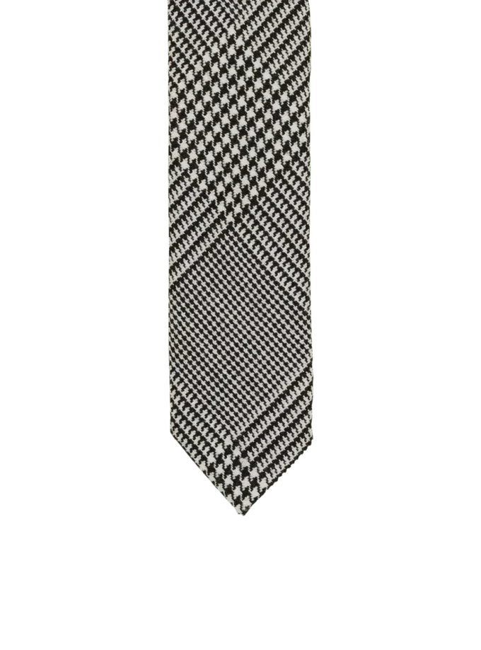 Slim wool tie with Prince of Wales print