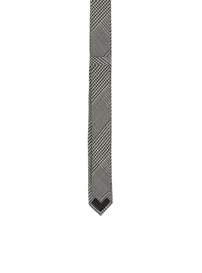 Slim wool tie with Prince of Wales print