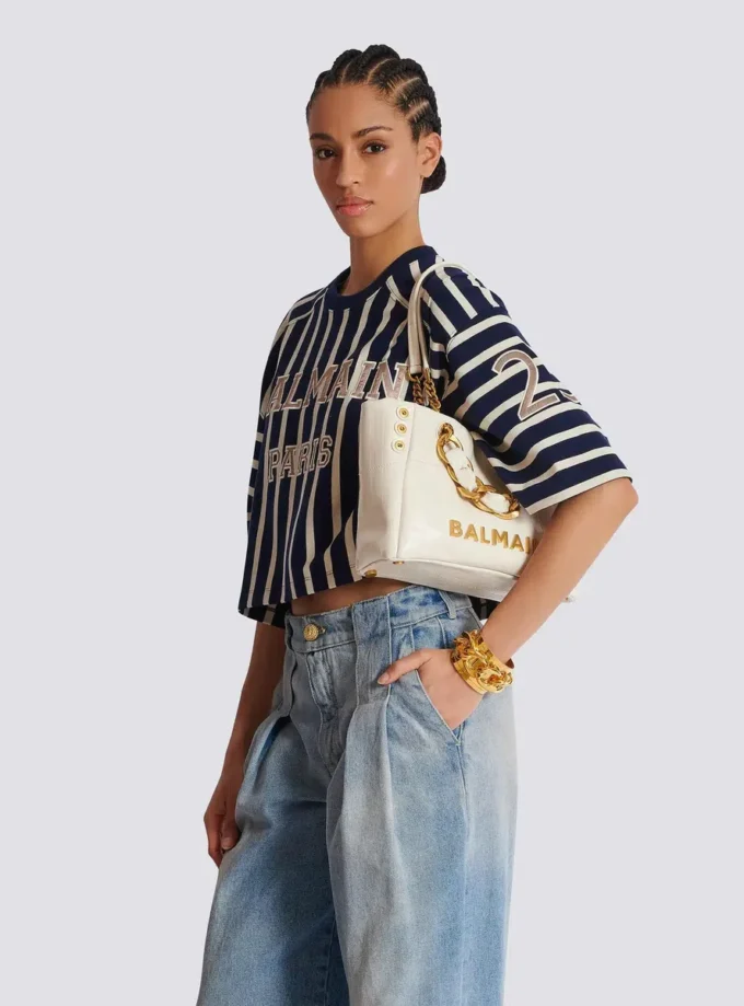 Small 1945 Soft bag in embossed crackled calfskin with a PB Labyrinth monogram Small 1945 Soft bag in embossed crackled calfskin with a PB Labyrinth monogram