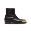 Square-toe boots in textured leather