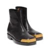 Square-toe boots in textured leather