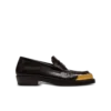 Square-toe glazed leather loafers