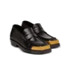 Square-toe glazed leather loafers