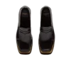 Square-toe glazed leather loafers