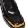 Square-toe glazed leather loafers