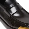 Square-toe glazed leather loafers