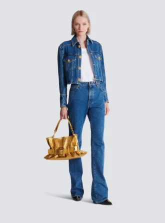 Straight-leg denim jeans