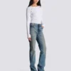 Straight-leg faded denim jeans Straight-leg faded denim jeans