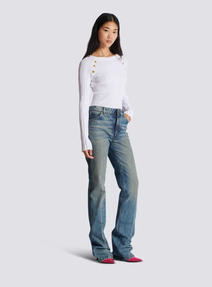 Straight-leg faded denim jeans Straight-leg faded denim jeans