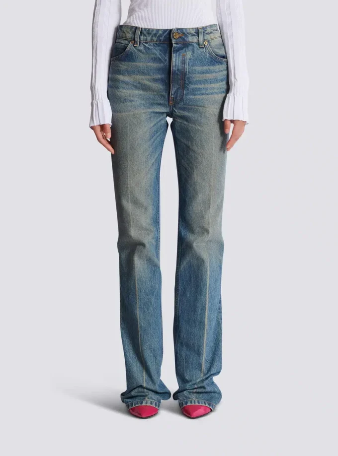 Straight-leg faded denim jeans Straight-leg faded denim jeans