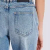 Straight-leg faded denim jeans