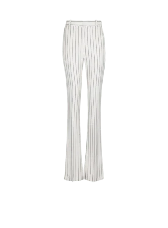 Straight-leg pinstripe trousers