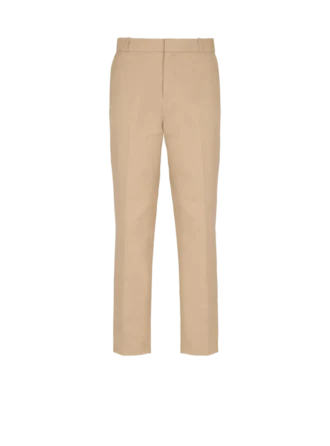 Straight-leg tailored canvas trousers