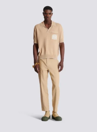 Straight-leg tailored canvas trousers