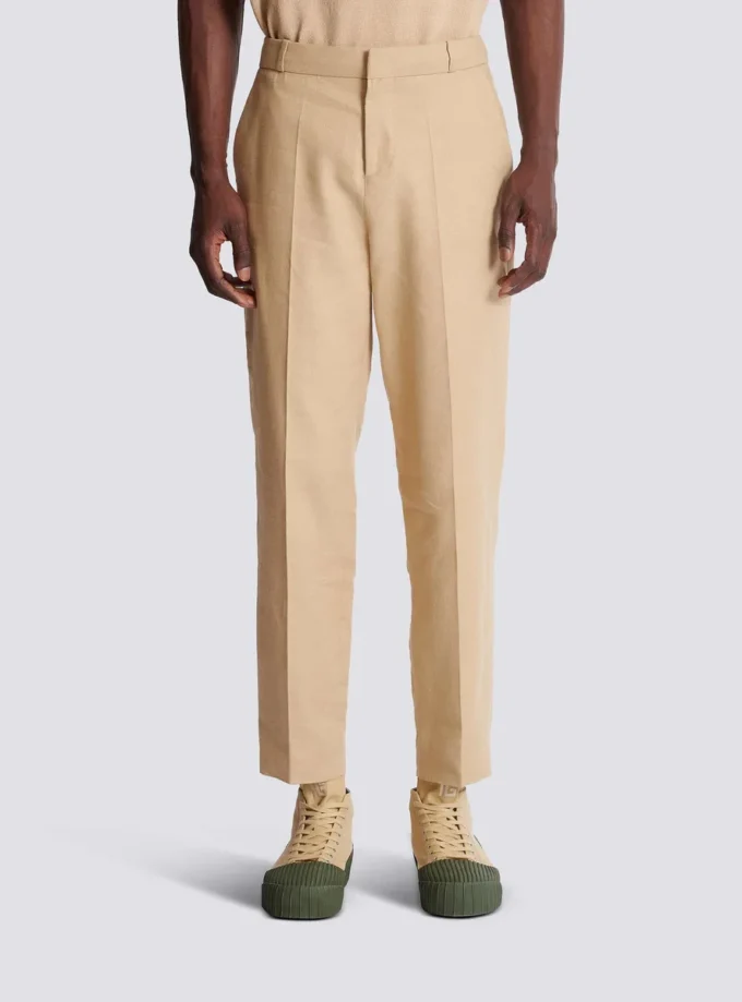 Straight-leg tailored canvas trousers Straight-leg tailored canvas trousers