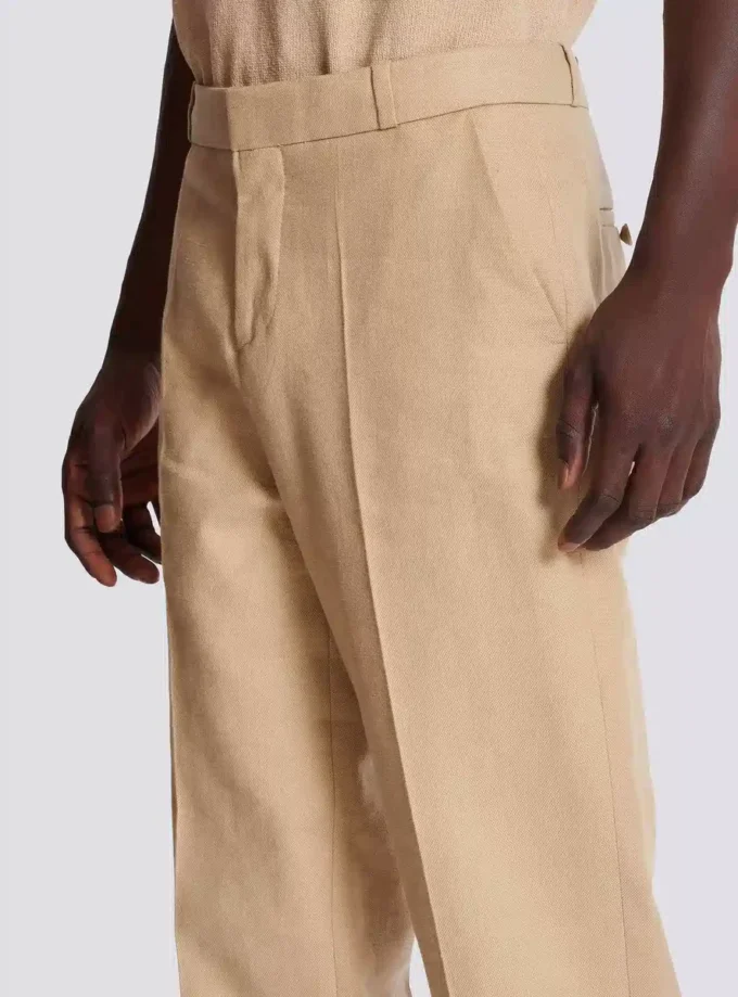 Straight-leg tailored canvas trousers Straight-leg tailored canvas trousers