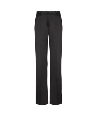 Straight-leg tailored satin trousers