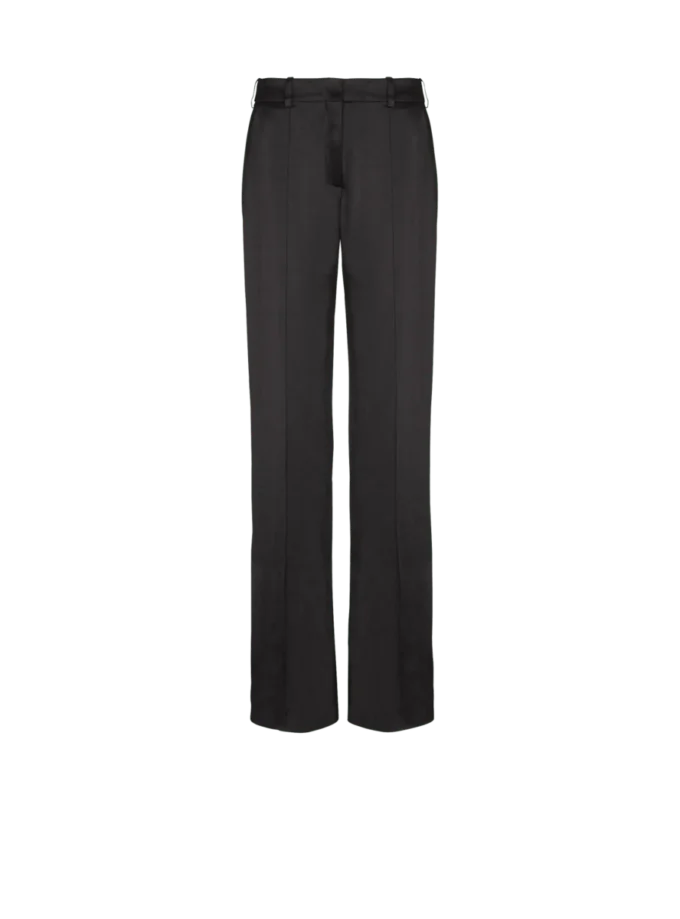 Straight-leg tailored satin trousers