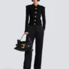 Straight-leg tailored satin trousers
