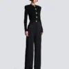 Straight-leg tailored satin trousers