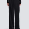 Straight-leg tailored satin trousers