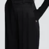 Straight-leg tailored satin trousers