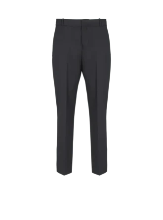 Straight-leg tailored wool trousers