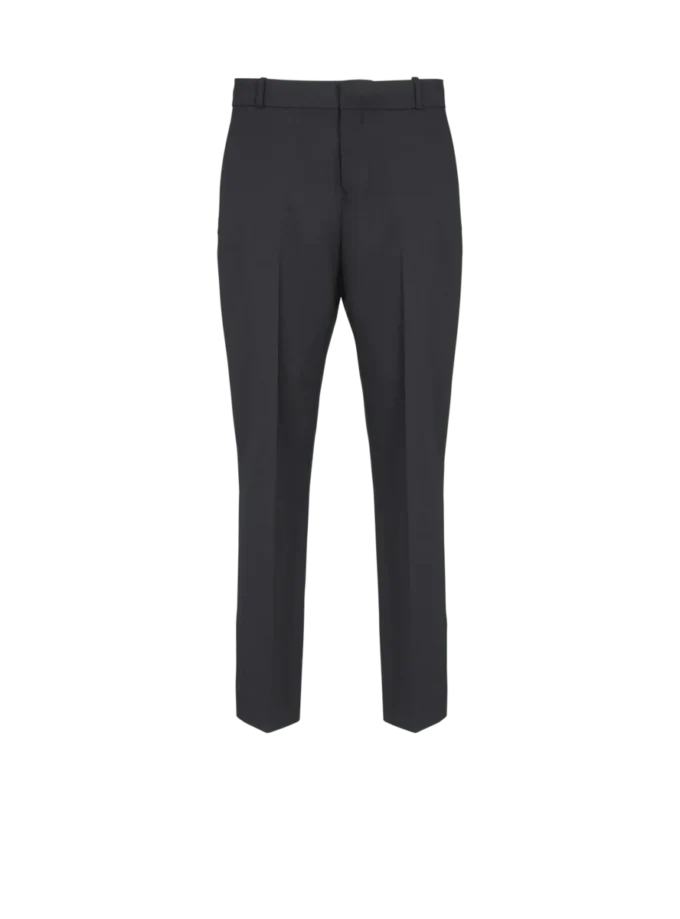 Straight-leg tailored wool trousers