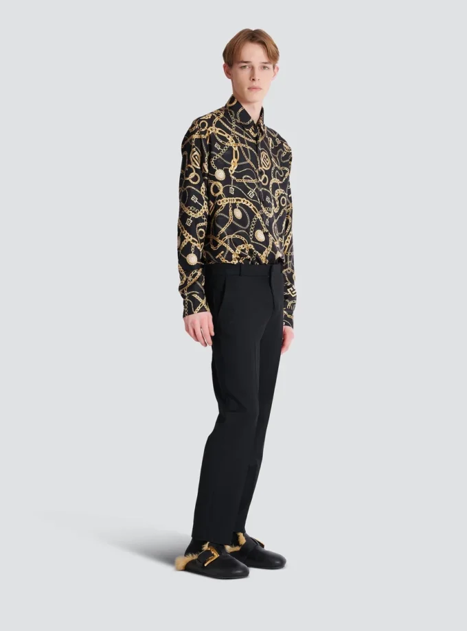 Straight-leg tailored wool trousers