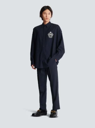 Straight-leg trousers in pinstripe wool