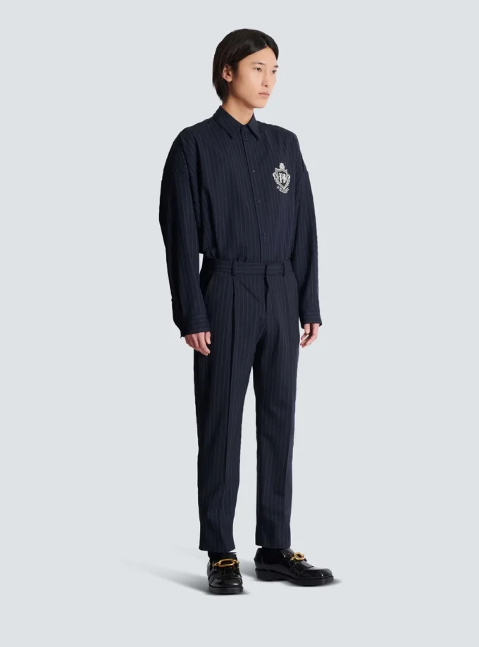 Straight-leg trousers in pinstripe wool Straight-leg trousers in pinstripe wool
