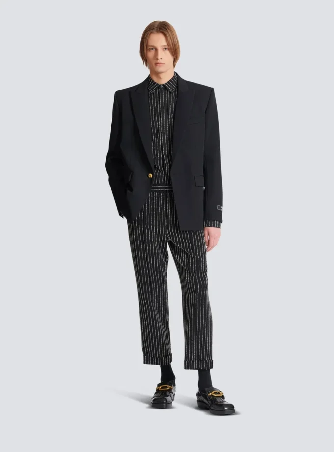 Straight-leg trousers with crystal stripes Straight-leg trousers with crystal stripes