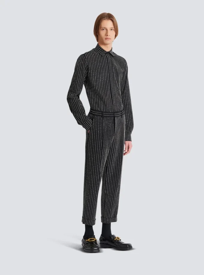 Straight-leg trousers with crystal stripes Straight-leg trousers with crystal stripes