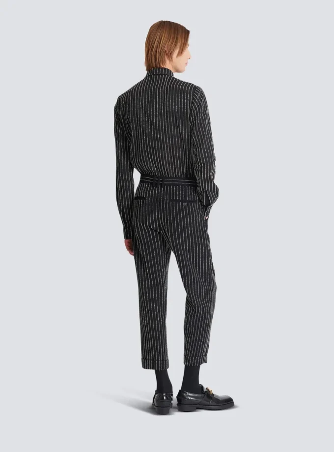 Straight-leg trousers with crystal stripes Straight-leg trousers with crystal stripes