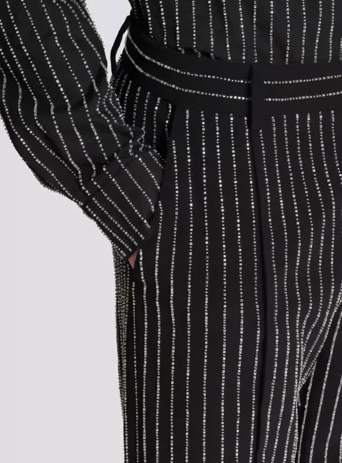 Straight-leg trousers with crystal stripes Straight-leg trousers with crystal stripes