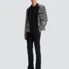 Straight-leg wool trousers with crystal embroidery