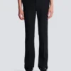 Straight-leg wool trousers with crystal embroidery