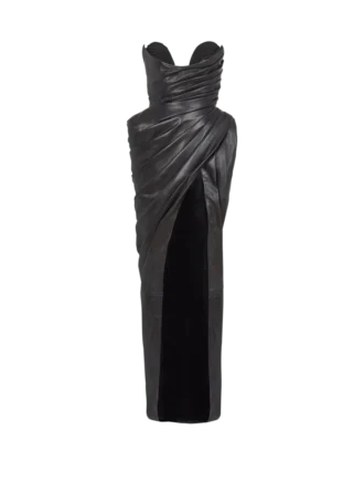 Strapless leather bodycon dress