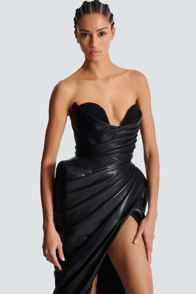 Strapless leather bodycon dress Strapless leather bodycon dress