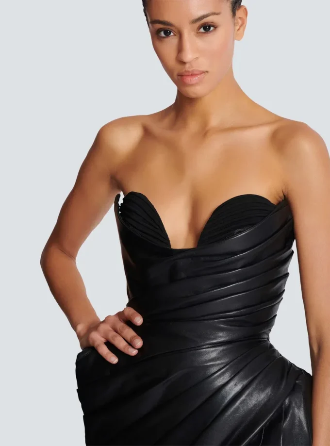 Strapless leather bodycon dress Strapless leather bodycon dress