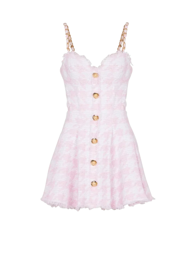 Strappy houndstooth tweed A-line dress Strappy houndstooth tweed A-line dress