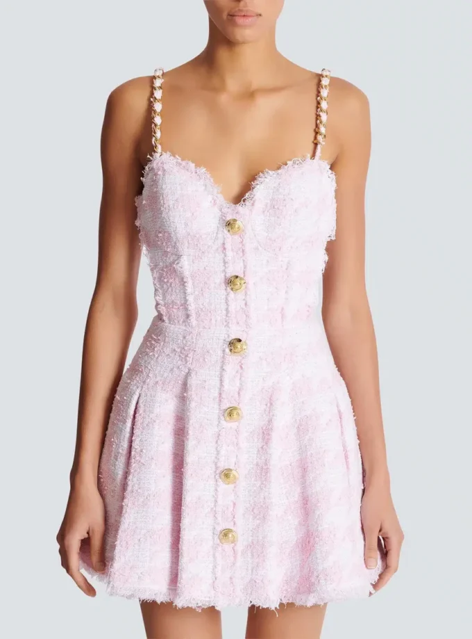 Strappy houndstooth tweed A-line dress Strappy houndstooth tweed A-line dress