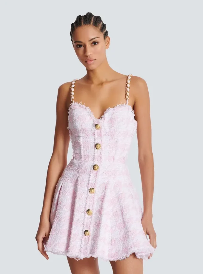 Strappy houndstooth tweed A-line dress Strappy houndstooth tweed A-line dress