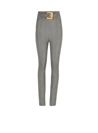 Stretch trousers in Prince of Wales jacquard